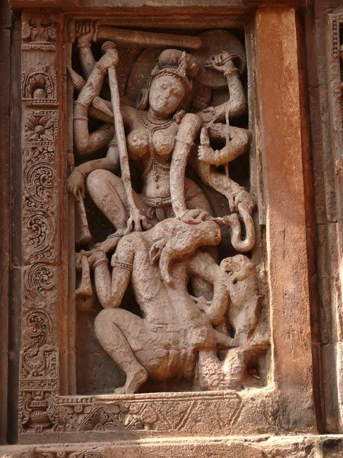 Enshrined in a central niche an eight-armed Chamunda, a terrifying form of the goddess Durga_